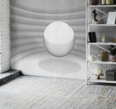 Abstract floating ball in hole white 3d wallpaper - TenStickers