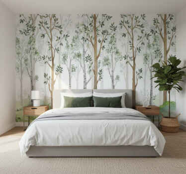 Lesní fototapeta s minimalistickým botanickým motivem - TenStickers