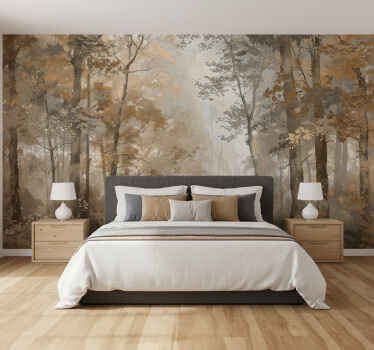 Fototapeta las złoty jesienny gaj - TenStickers