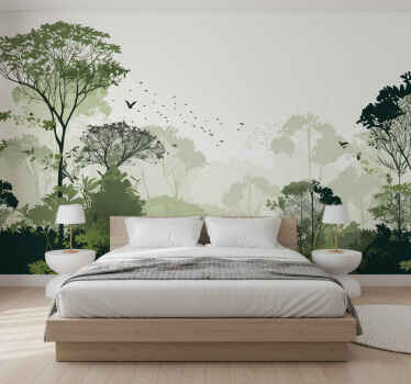 Forest wall mural minimalist horizon trees - TenStickers