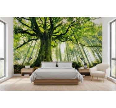 Forest wall mural golden forest giant - TenStickers