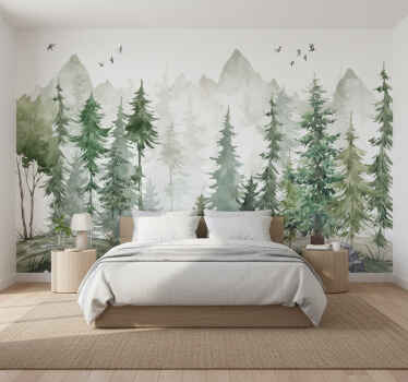 Lesní fototapeta skandinávská borovice minimalismus - TenStickers