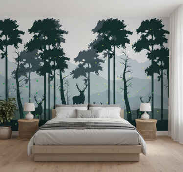 Lesní fototapeta silueta skandinávského lesa - TenStickers