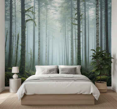 Lesní fototapeta s atmosférickou mlhou - TenStickers