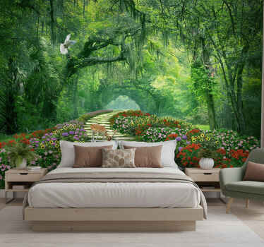 Papel pintado bosque sendero del bosque surrealista - TenVinilo