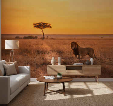 Fotomurale africano albero della savana al tramonto - TenStickers