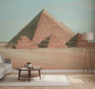 Desert wall mural pyramids aesthetic art - TenStickers