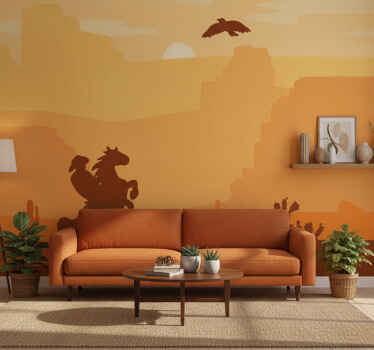 Desert wall mural cowboy landscape art - TenStickers