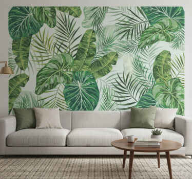 Foto behang jungle tafelsticker bladeren varen - TenStickers