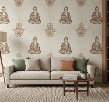 Mural de buda símbolo de la mano hamsa - TenVinilo