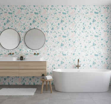 Wall mural bathroom terrazzo tile design - TenStickers