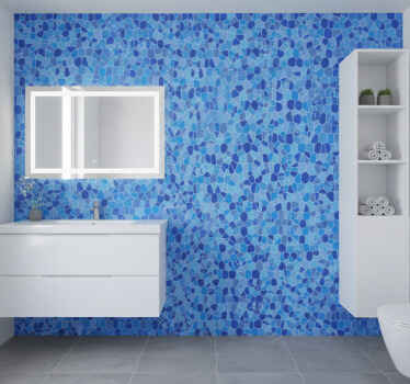 Wall mural bathroom blue mosaic - TenStickers