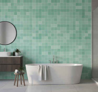 Wall mural bathroom abstract square tile - TenStickers
