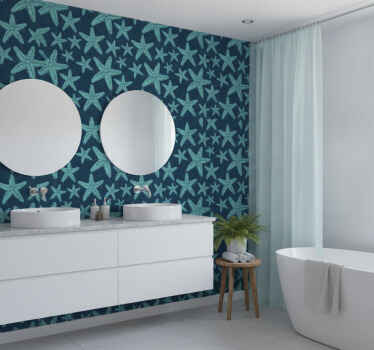 Wall mural bathroom starfish bluetones decor - TenStickers