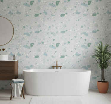 Wall mural bathroom blue and white terrazzo - TenStickers