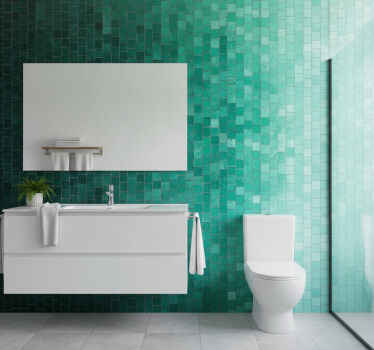 Wall mural bathroom gradient green mosaic tile - TenStickers