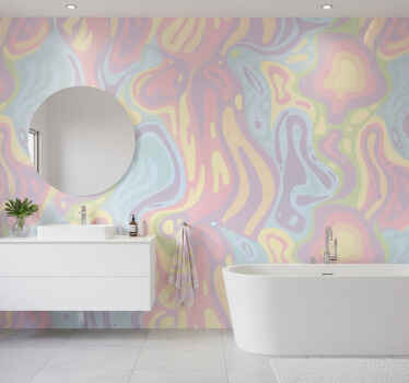 Wall mural bathroom with vibrant lava lamp effect - TenStickers