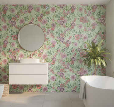 Wall mural bathroom diverse flower mosaic - TenStickers