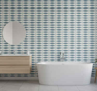 Wall mural bathroom shibori denim design - TenStickers