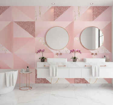 Pink golden marble wall mural bathroom - TenStickers