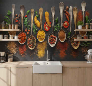 Fotobehang keuken moderne kruiden - TenStickers