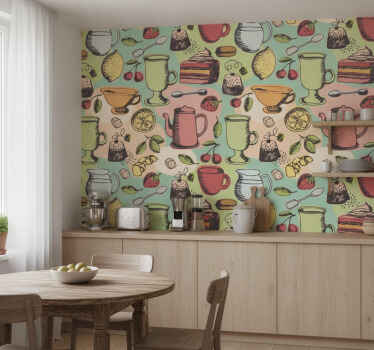Fotobehang keuken voedingsmiddelen keuken - TenStickers