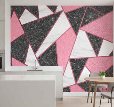 Fotobehang keuken roze en grijze geometrische vormen - TenStickers
