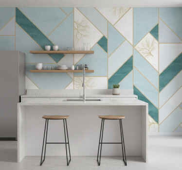 Fotobehang keuken aqua geometrisch patroon - TenStickers