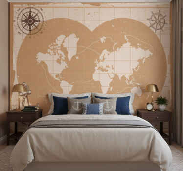 Fototapete beige und elegantes weltkarten mauspad - TenStickers