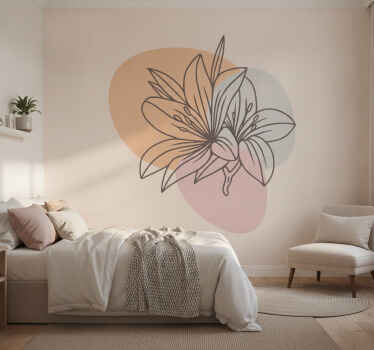 Tapisserie beige joli duo de fleurs design minimaliste - TenStickers