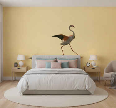 Mural amarillo flamencos corriendo divertidos - TenVinilo