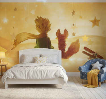 Mural amarillo diseño el principito - TenVinilo