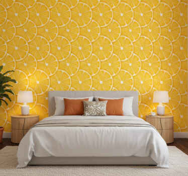 Mural amarillo patrón naranja - TenVinilo
