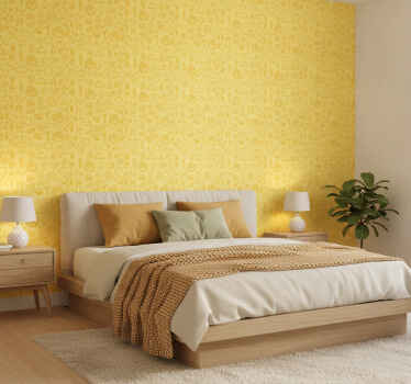 Mural amarillo patrón de cocina amarilla en miniatura - TenVinilo