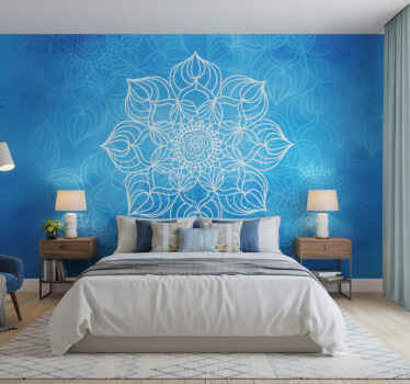 Papel mural azul mandala de salpicadura azul - TenVinilo
