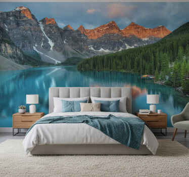 Papel mural azul arte estético del lago colorido - TenVinilo
