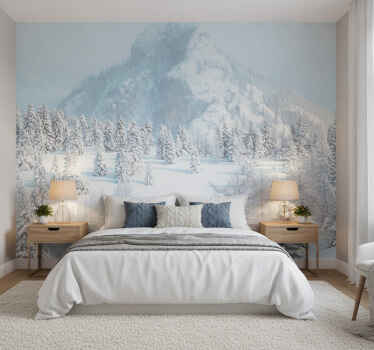 Papel mural azul fotografía estética invernal - TenVinilo