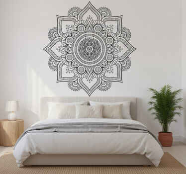 Beyaz duvar resimi mandala çiçek desenleri - TenStickers