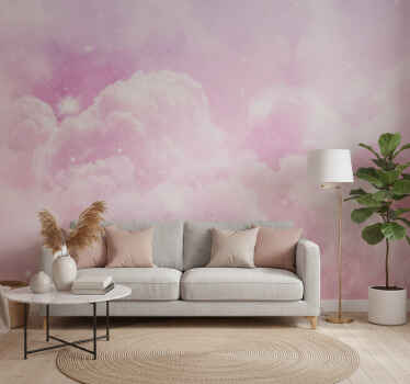 Papel mural rosa cielo rosa - TenVinilo