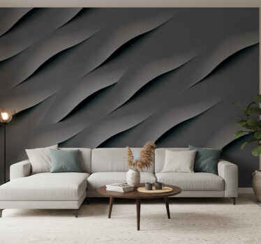 Gray wall mural abstract grey wave patterns - TenStickers