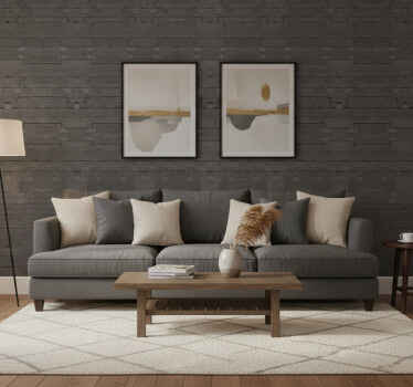 Gray wall mural with black brick design - TenStickers