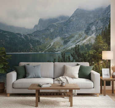 Tapisserie vert morskie oko dans les montagnes tatras - TenStickers