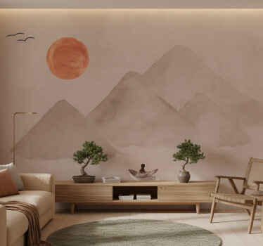 Papel mural terracota ambiente japonés - TenVinilo