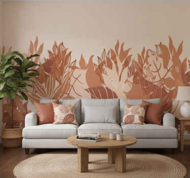 Terracotta wall mural tropical landscape - TenStickers
