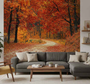 Fotobehang oranje herfstbomen - TenStickers