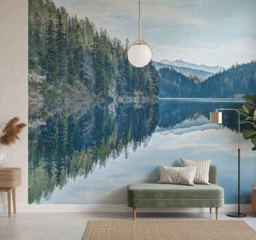 Entrance wall mural nature forest river - TenStickers
