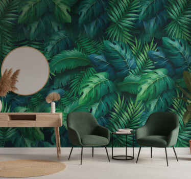 Tropical elegant foliage entrance wall mural - TenStickers