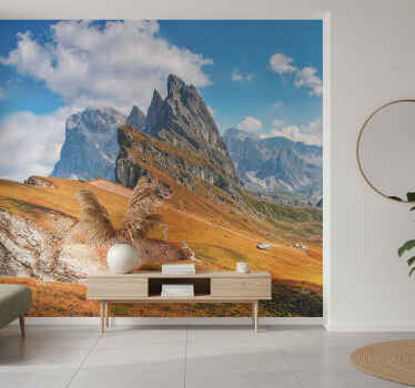 Entrance wall mural in hill landscape colors - TenStickers
