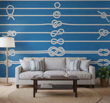 Papel mural azul nudos marineros - TenVinilo