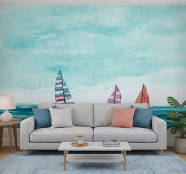 Papel mural azul fila de velas en tonos azules - TenVinilo